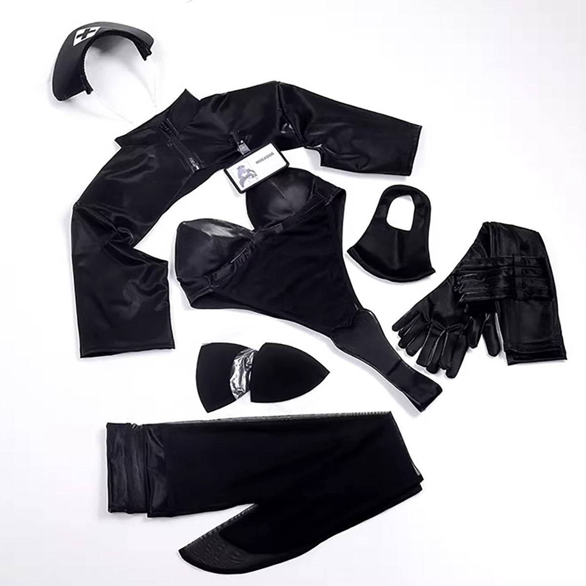 Azur Lane Mogador Dark Nurse High-Leg Bodysuit Cosplay Set with Mask