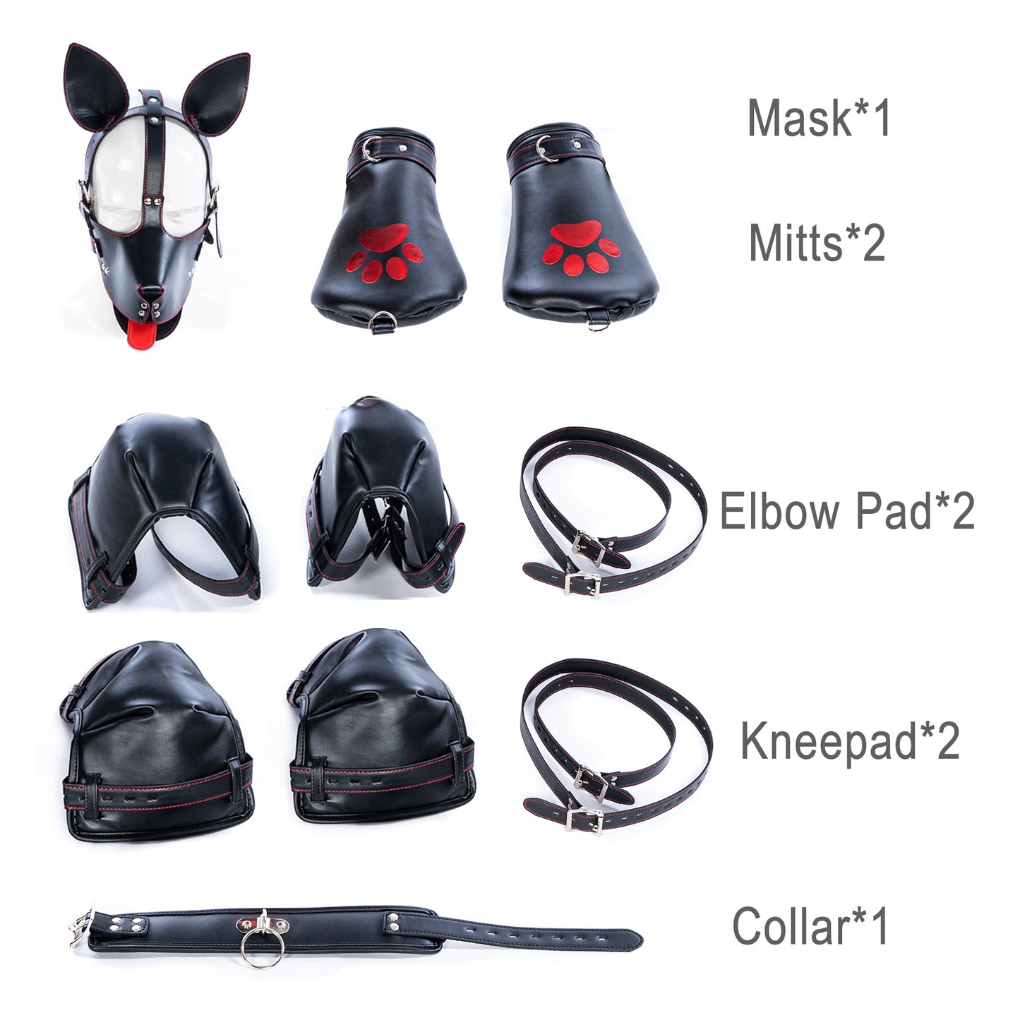 On All Fours Puppy Play Fantasy Leather Bondage Kit 6 Piece