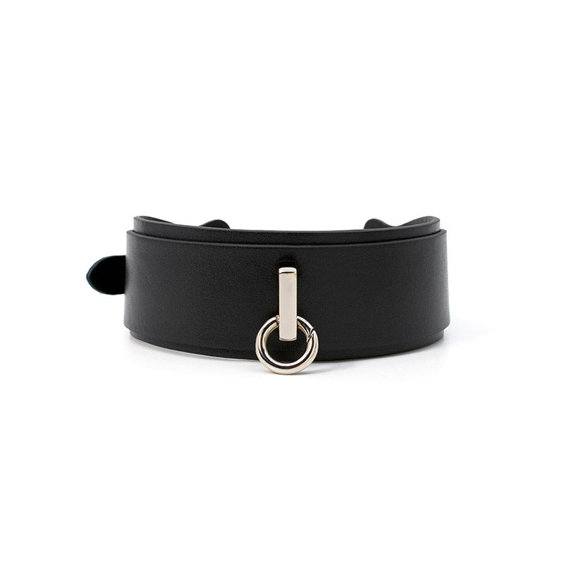 O-Ring Thick Leather Collar with Leash