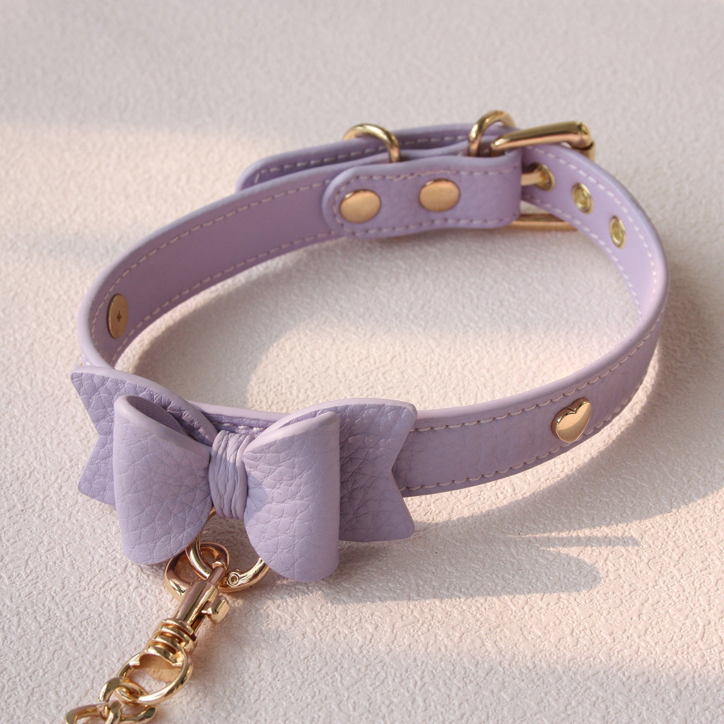 Cute & Elegant Genuine Cowhide Ribbon Restraint Collar with Lead