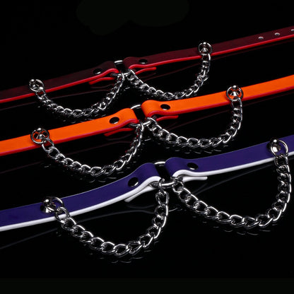 Heat-Sensitive Color-Changing BDSM Collar with Dangling Chains & Leash