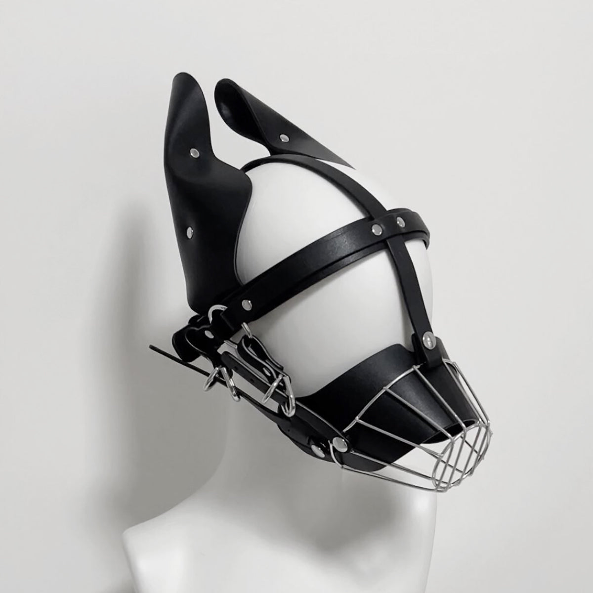 Human Muzzle Metal Pet Play with Metal Cage