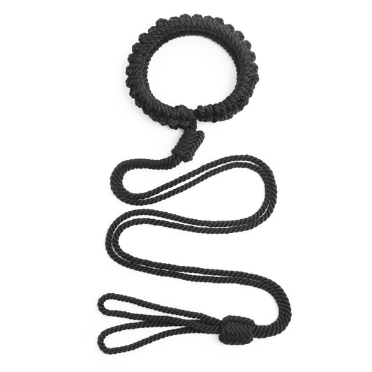 Shibari Cotton Rope Collar with Leash Black
