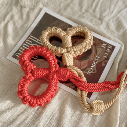 Handmade Shibari Rope Handcuffs with Leash