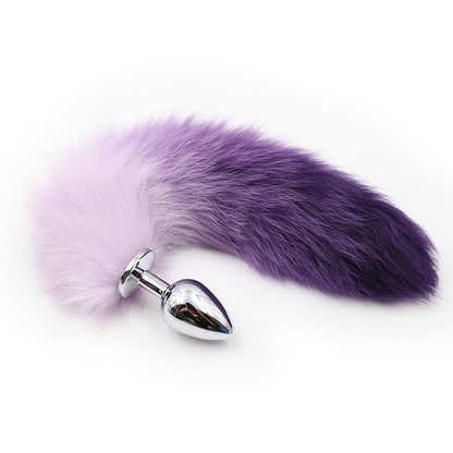Metal Fox Tail Butt Plug Gradient Purple