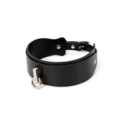 O-Ring Thick Leather Collar with Leash