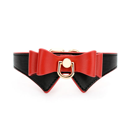 Cute Bow Design Leather BDSM Collar with Leash