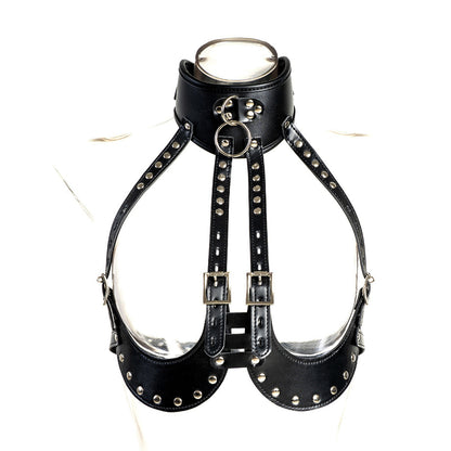 Seductive Studded Open-Bust Harness with O-Ring Collar