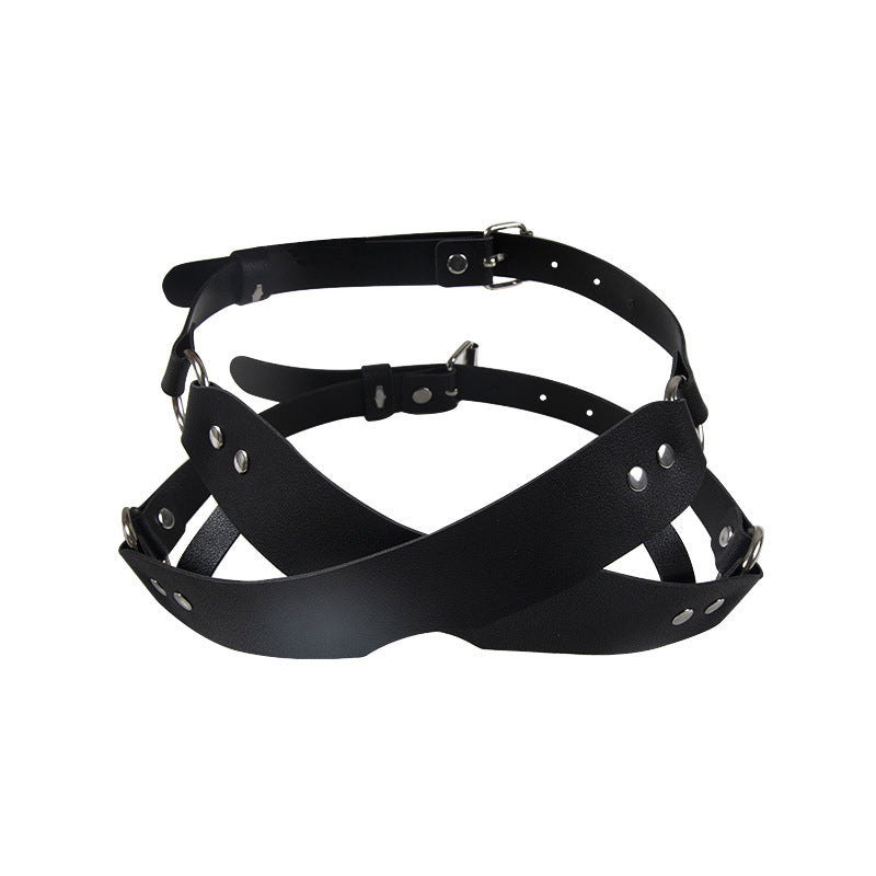 Cross Strap Vegan Leather Blindfold
