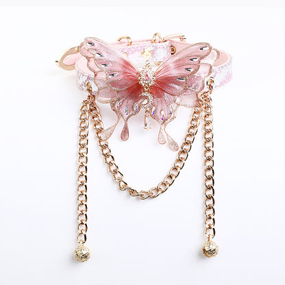 Eye-Catching Pink Butterfly Bondage Collar – Delicate Yet Daring