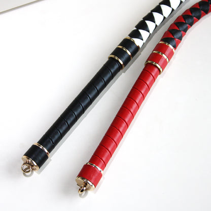 BDSM Spanking Cowhide Leather Whip 90cm/35.4" RedxBlack / WhitexBlack