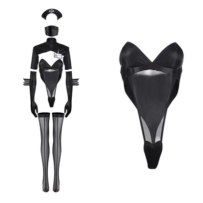 Azur Lane Mogador Dark Nurse High-Leg Bodysuit Cosplay Set with Mask