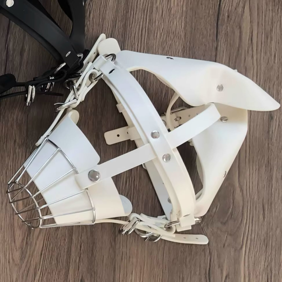 Human Muzzle Metal Pet Play with Metal Cage