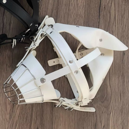 Human Muzzle Metal Pet Play with Metal Cage