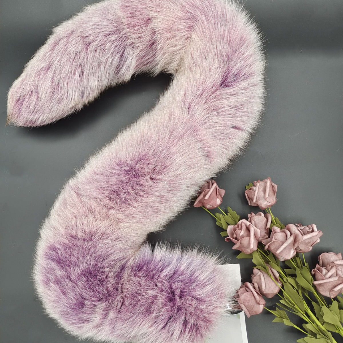 Luxurious Purple Fluffy Tail Stainless Butt Plug For Pet Play - Customizable Tail Length & Plug Size