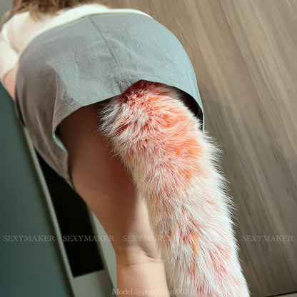 Detachable Elegant Fluffy Fox Tail Anal Butt Plug Orange & White