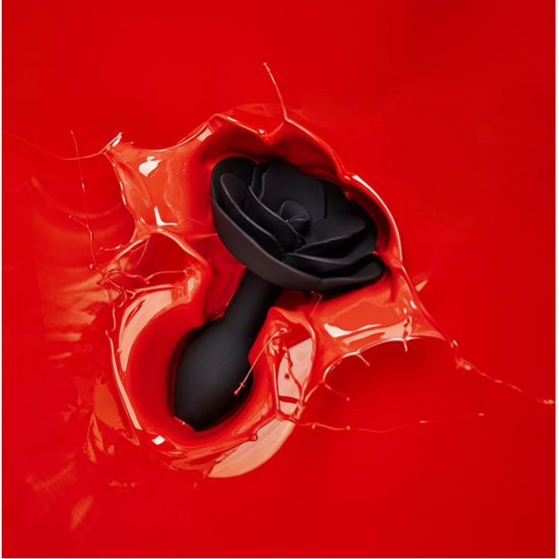 Silicone Rose Anal Plug Red/Black