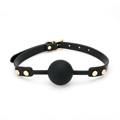 Leather Strap Silicone Ball Gag without Holes