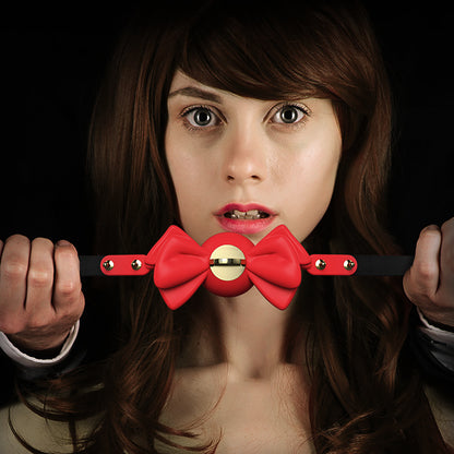 Silicone Bow Knot Mouth Gag with Movable Solid Hole
