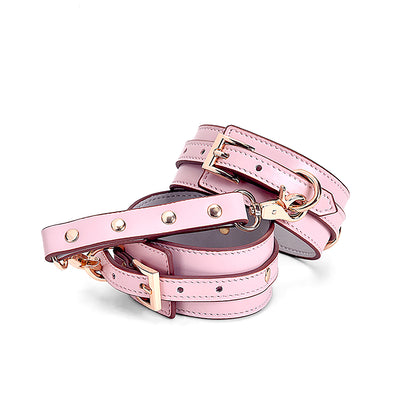 Premium Leather Bondage 7-Piece Set with Storege Bag Pure Pink