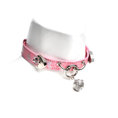 Triple Ring BDSM Collar with Sweet Bell Pink/Black
