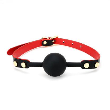 Leather Strap Silicone Ball Gag without Holes