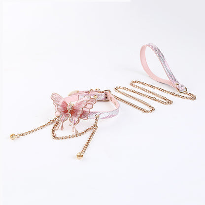 Eye-Catching Pink Butterfly Bondage Collar – Delicate Yet Daring