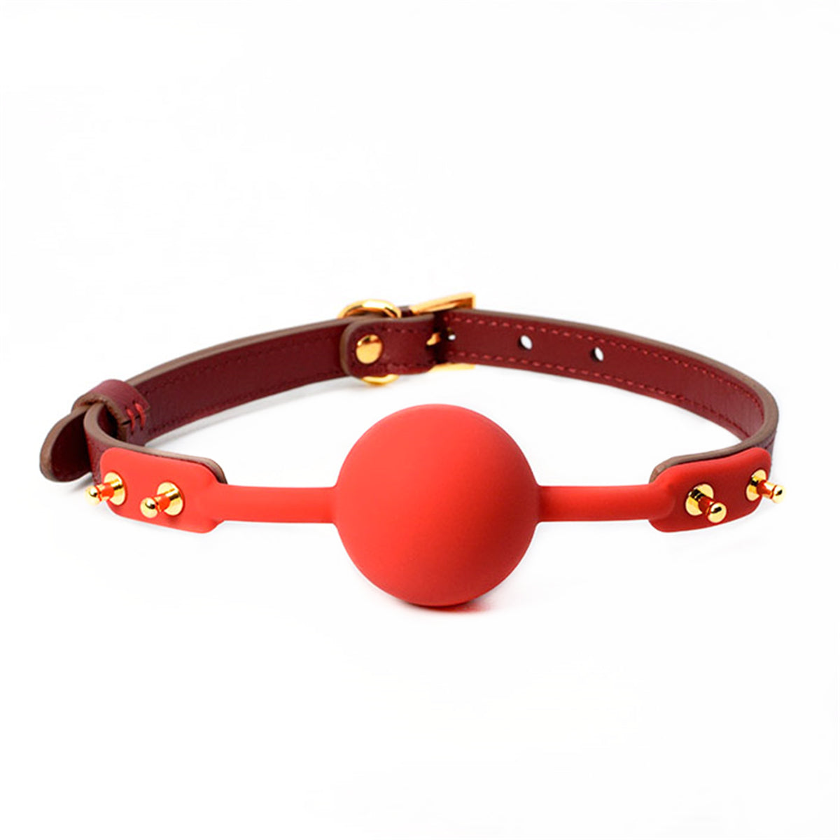Cowhide Leather Strap Silicone Ball Gag
