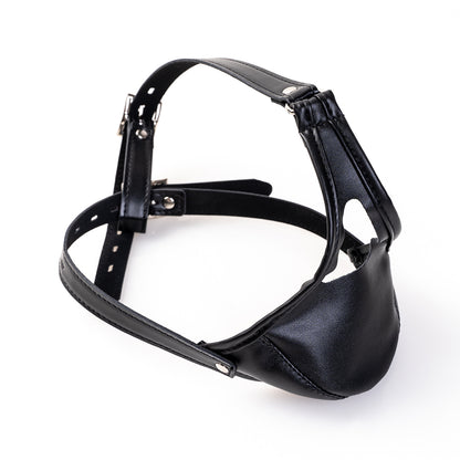 Deep Throat Fetish Hood: Vegan Leather Dildo Gag Mask