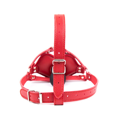 Silicone Dildo Mouth Gag with Leather Head Harness