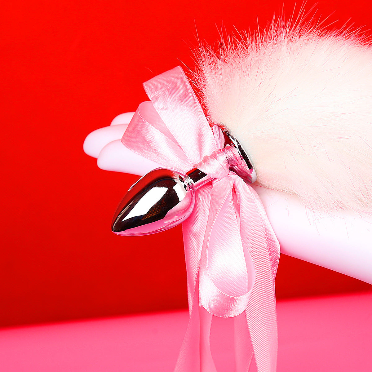 Cute Bow-Knot Fox Tail Stainless Steel Anal Plug