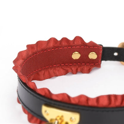 Sexy Frill BDSM Leather Collar with Leash