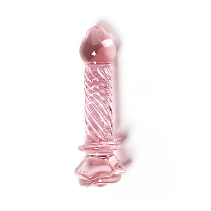 Pink Rose Glass Anal Plug