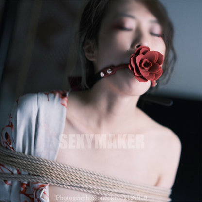 Breathable Silicone Rose Ball Gag - Aesthetic Open Mouth Restraint