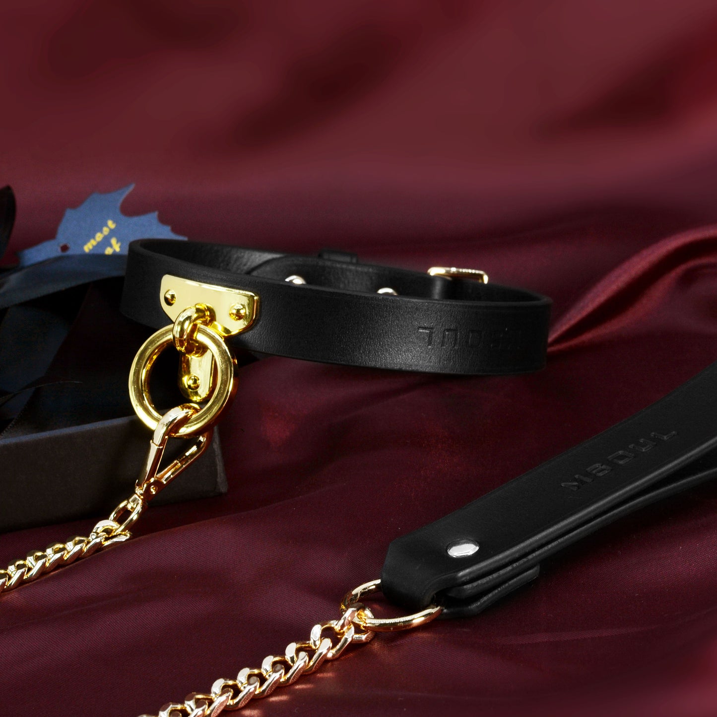 O-Ring Real Leather Collar with Leash