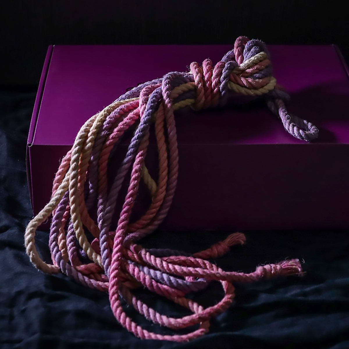 Purple pink gradient 6mm jute Shibari rope hand-braided pre-treated