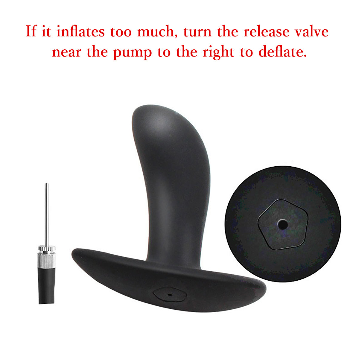 Black expandable inflatable silicone anal plug with detachable air pump for customizable stretching and public play by Sexy Maker.