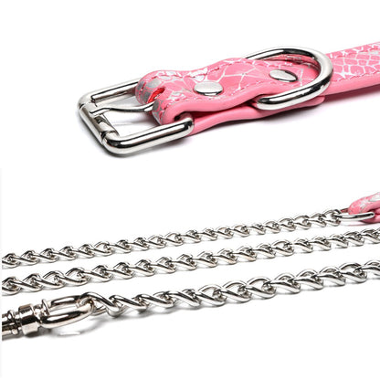 Triple Ring BDSM Collar with Sweet Bell Pink/Black