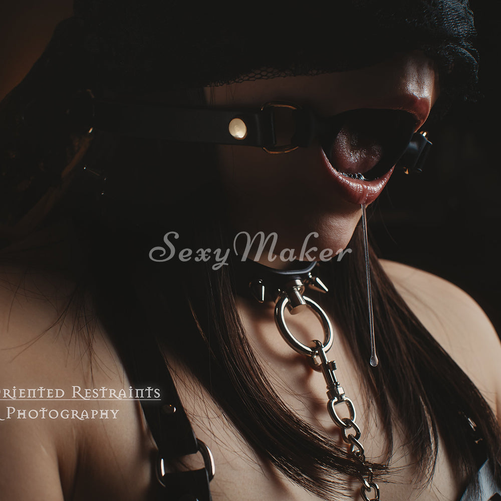 Silicone O-Ring Mouth Gag with Leather Strap
