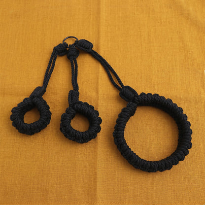 Hand-Woven Cotton Rope Neck to Wrist Restraint - Black