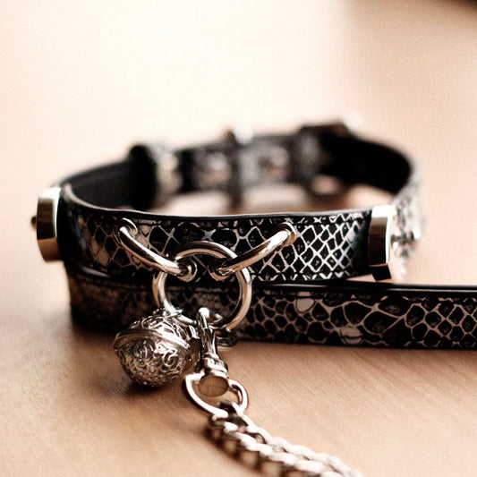 Triple Ring BDSM Collar with Sweet Bell Pink/Black