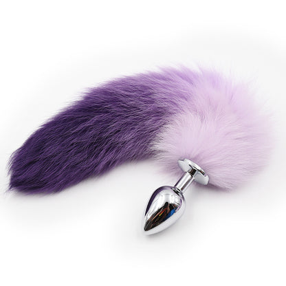 Metal Fox Tail Butt Plug Gradient Purple