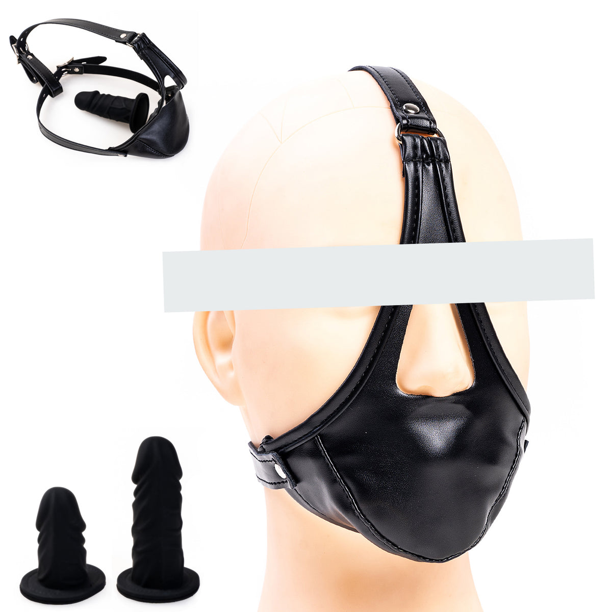 Deep Throat Fetish Hood: Vegan Leather Dildo Gag Mask