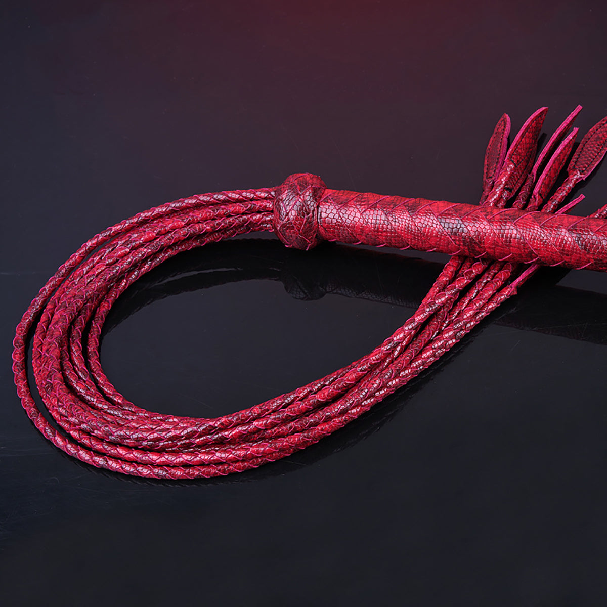 Luxurious Wine Red Cowhide Nine-Tail Whip – 80cm of Precision & Power