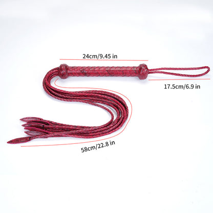 Luxurious Wine Red Cowhide Nine-Tail Whip – 80cm of Precision & Power