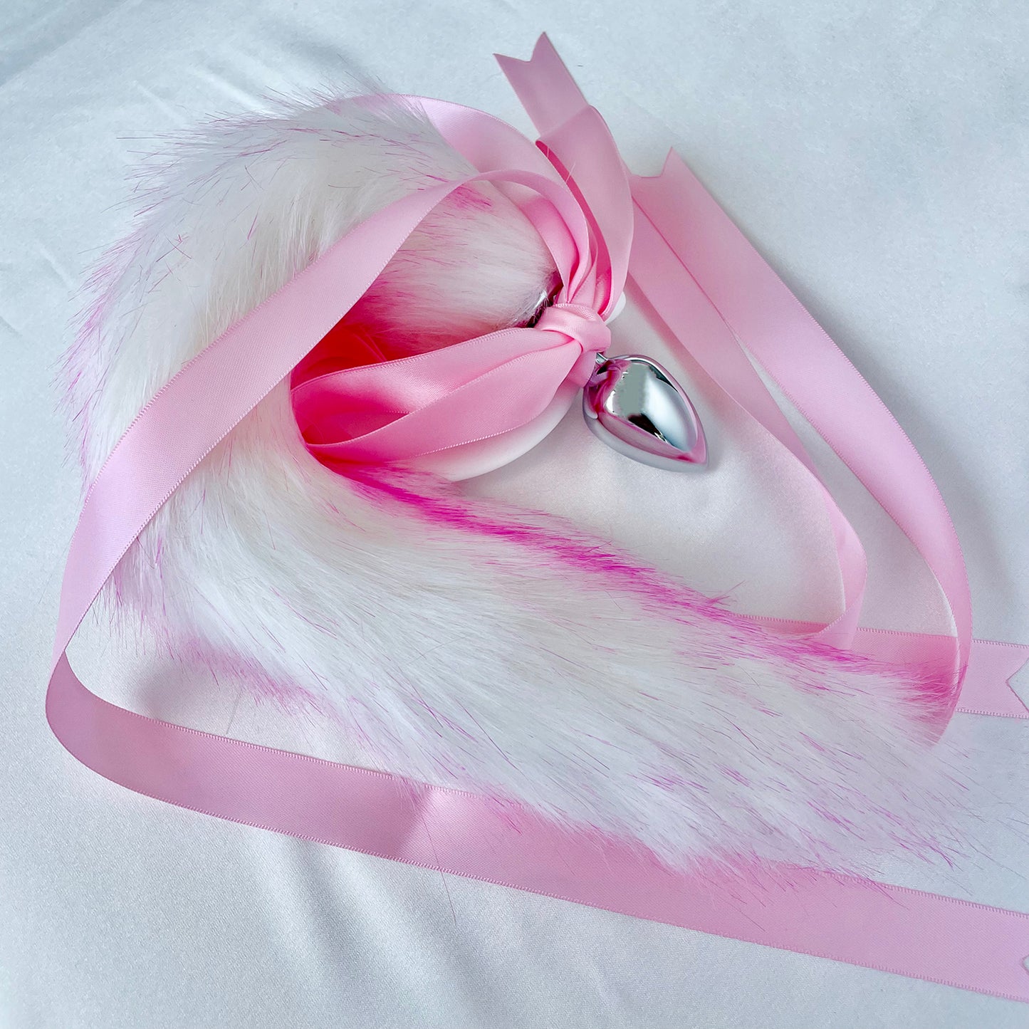 Cute Bow-Knot Stainless Steel Butt Plug with Faux Fur Fox Tail