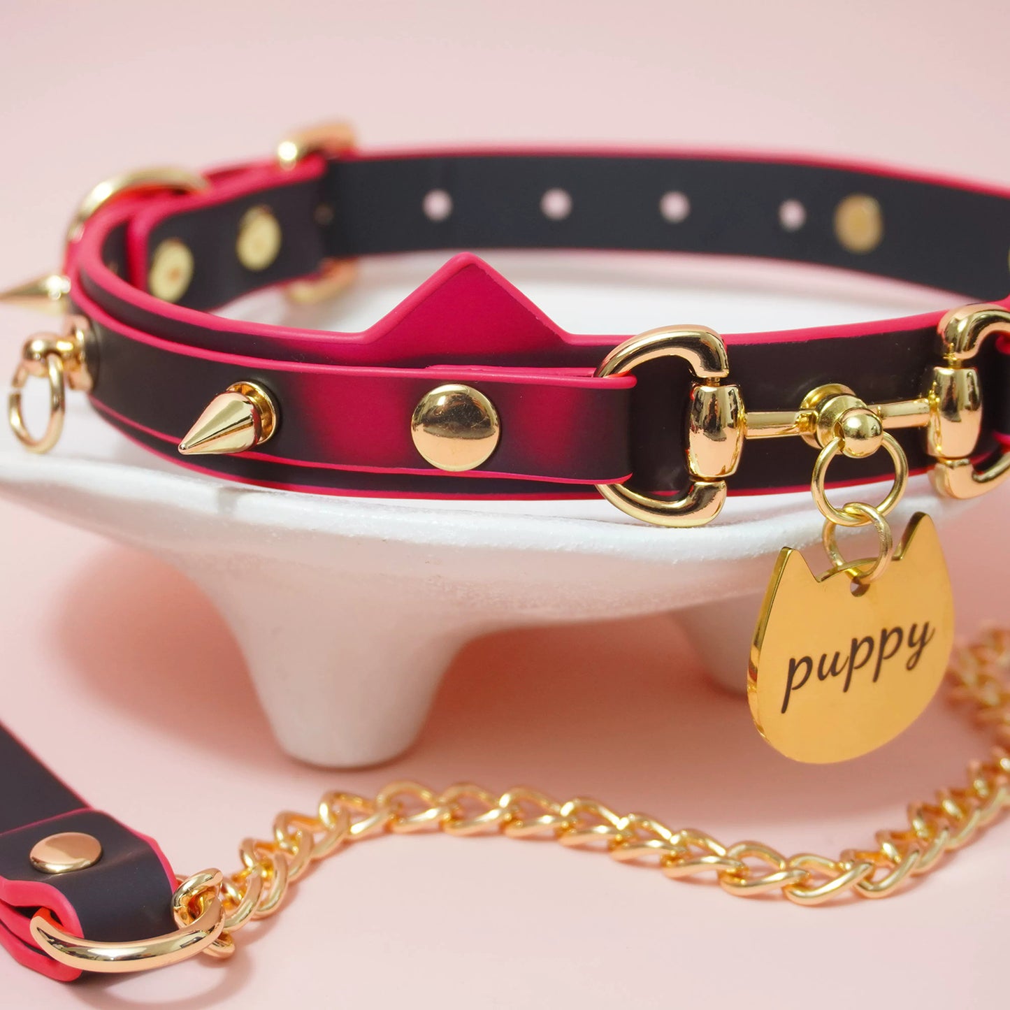 Heat-Reactive "Black to Red" Cat Ear Collar & Leash - Puppy Charm