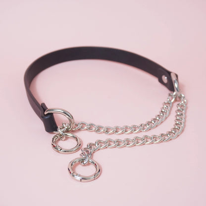 Absolute Command - Martingale Chain Bondage Collar with Lead For BDSM Play
