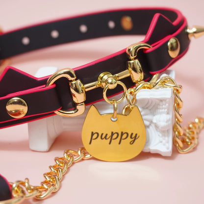 Heat-Reactive "Black to Red" Cat Ear Collar & Leash - Puppy Charm