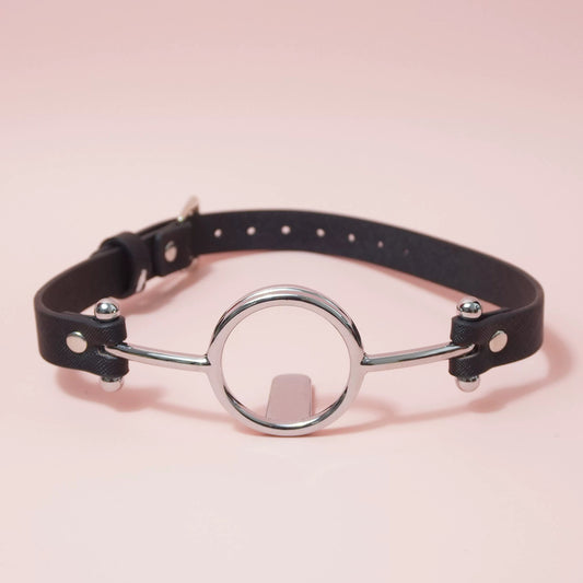 Silver Metal O-Ring Tongue Depressor Deepthroat Gag